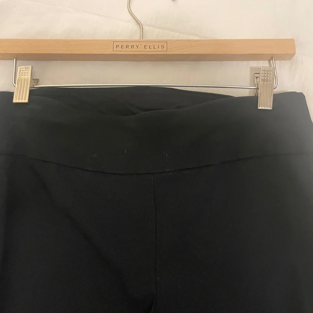 Bar III black ankle length pants. Fringe bottom pant leg w/decorative buttons. - Picture 4 of 6